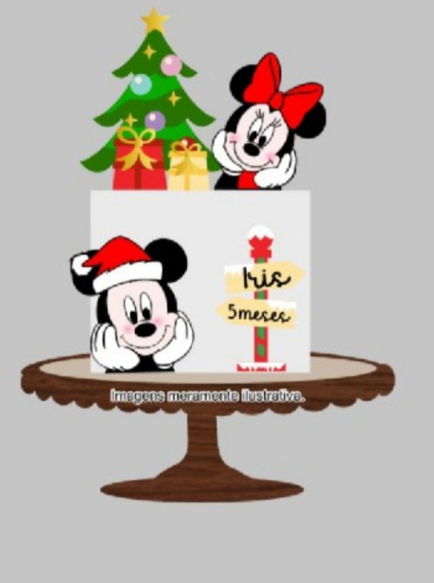 Arquivo Corte Topo de Bolo 1° Natal Mickey e Minnie #16722 - Imagem 2