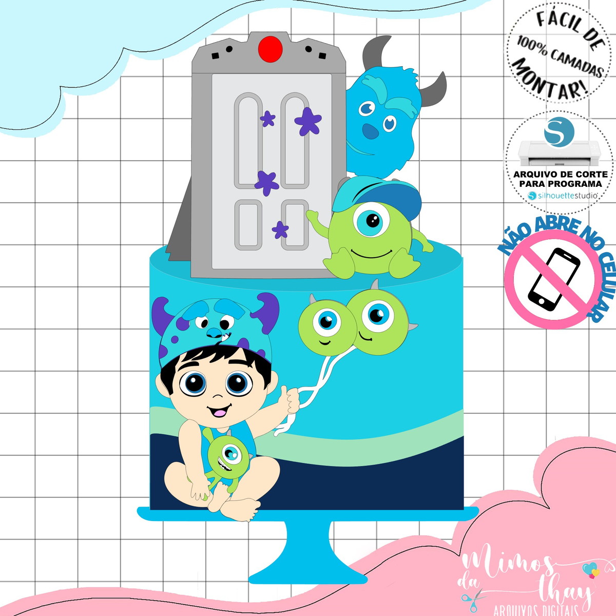 Arquivo Corte: Topo de Bolo Baby Monstros Sa Cute 013 - Imagem 2