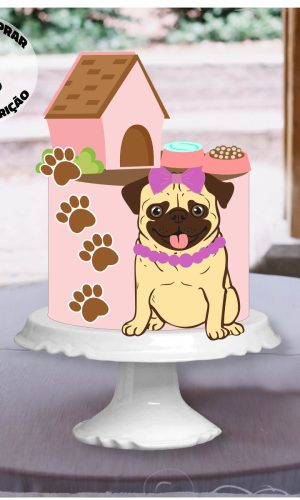 Arquivo Corte topo de bolo cachorro pug em camadas
