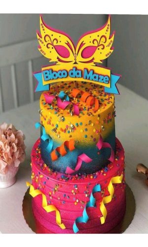 ARQUIVO CORTE TOPO DE BOLO CARNAVAL BLOQUINHO MASCARA(#2603)