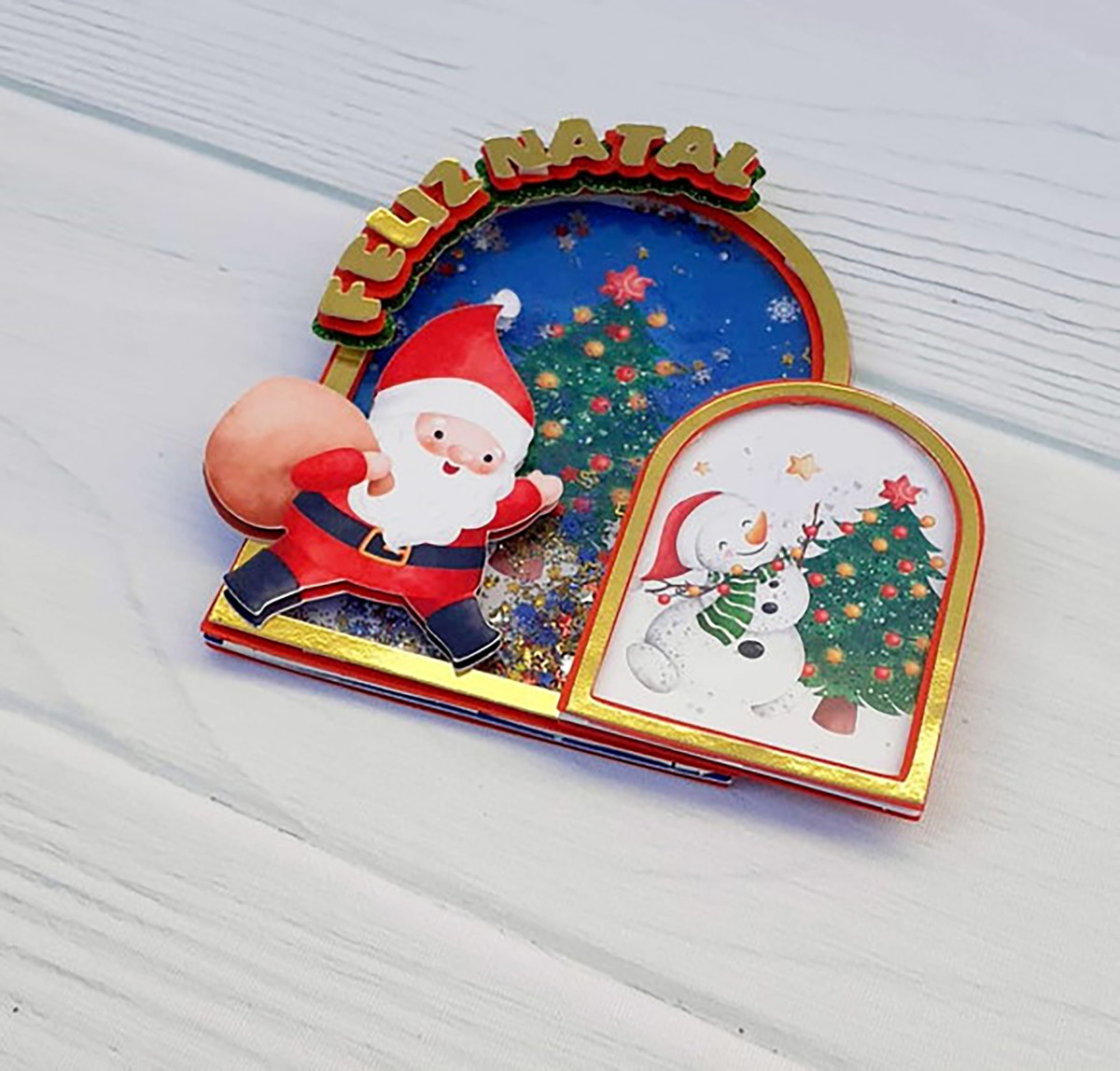 Arquivo Corte: Topo de Bolo Cenário Shaker Feliz Natal 098