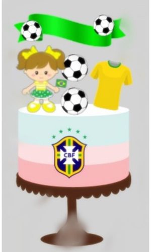 Arquivo Topo de Bolo Copa do Mundo 2022 Brasil Menina #15421