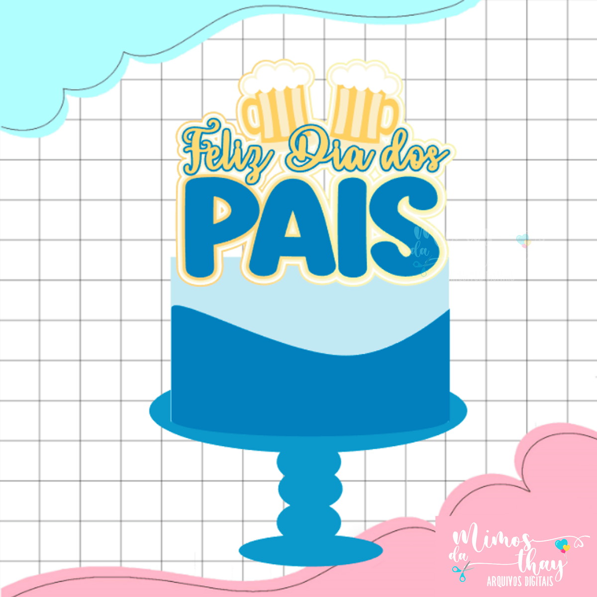 Arquivo Corte: Topo de Bolo Feliz Dia dos Dia dos Pais 060 - Imagem 2