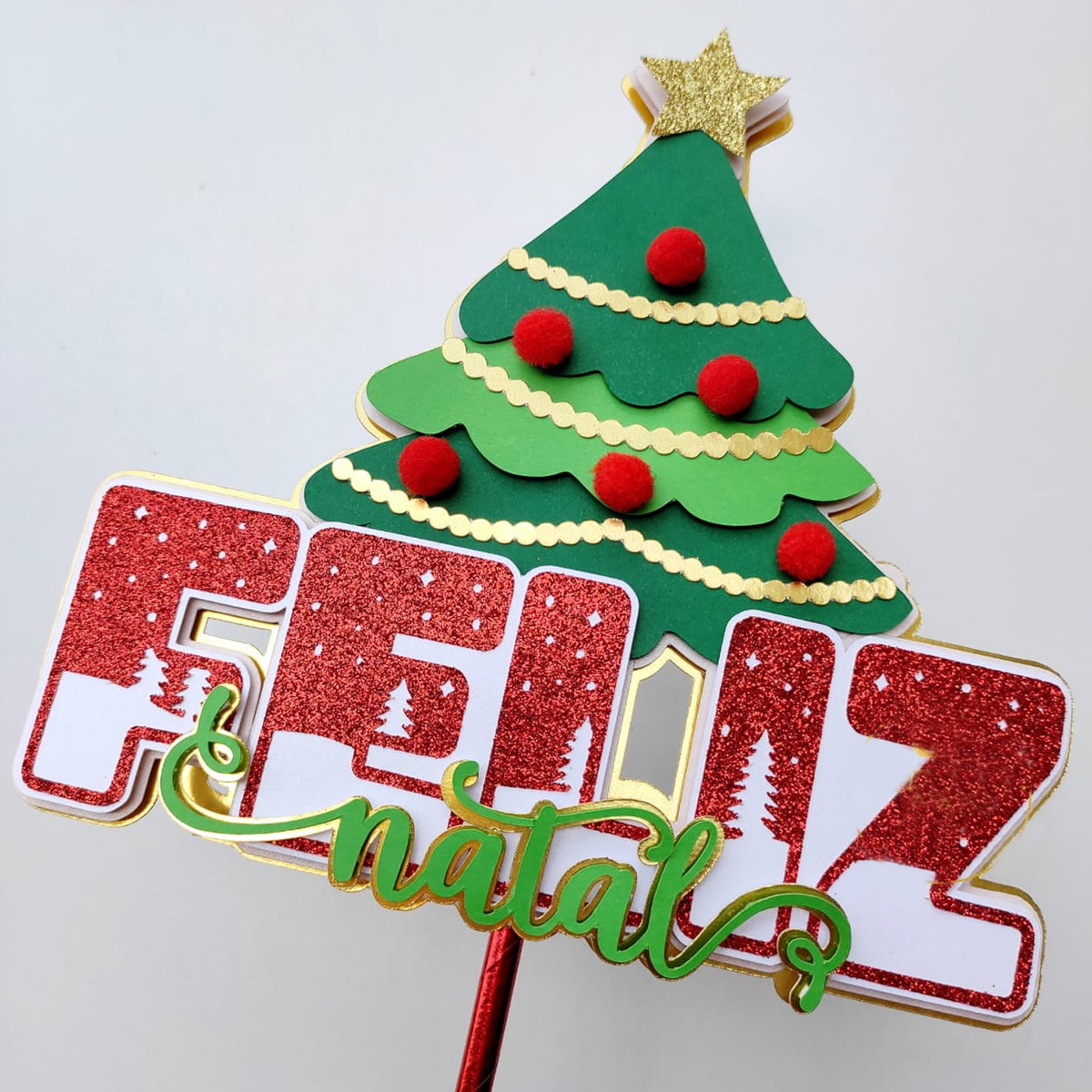 Arquivo Corte: Topo de Bolo Feliz Natal Árvore 024