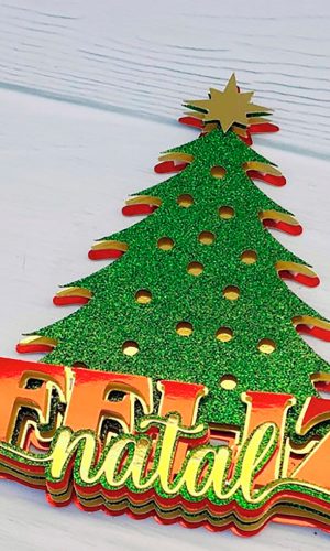Arquivo Corte: Topo de Bolo Feliz Natal Árvore 092