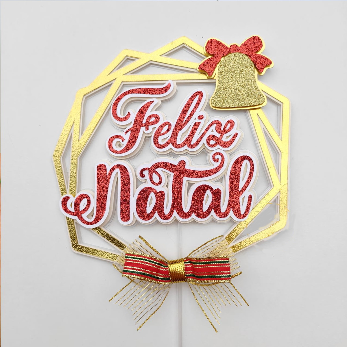 Arquivo Corte: Topo de Bolo Feliz Natal Geométrico 026