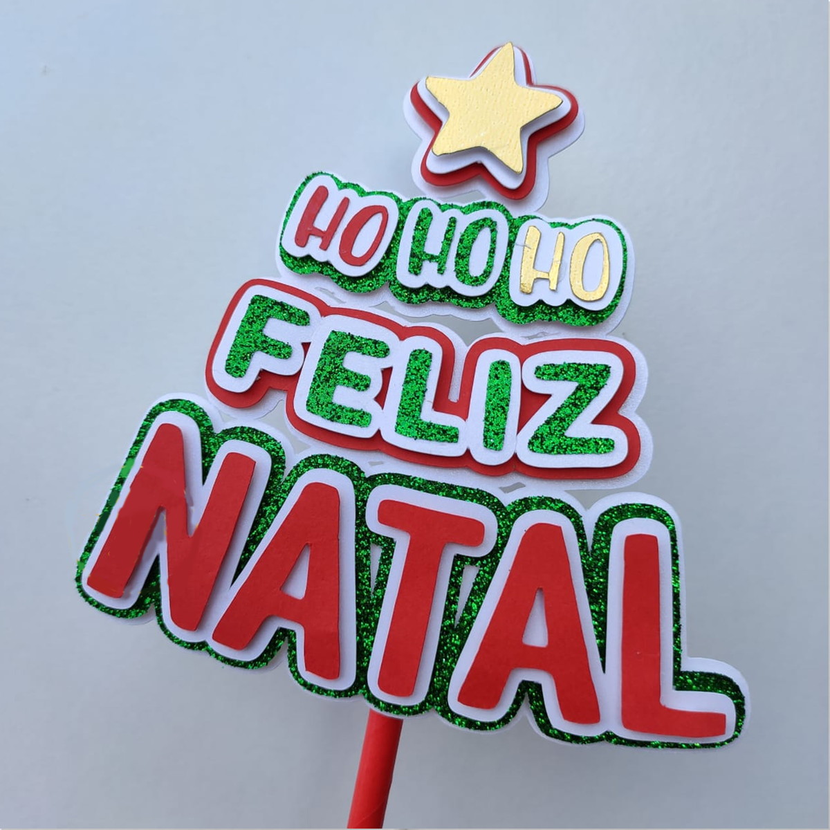 Arquivo Corte: Topo de Bolo Feliz Natal Hohoho Árvore 032