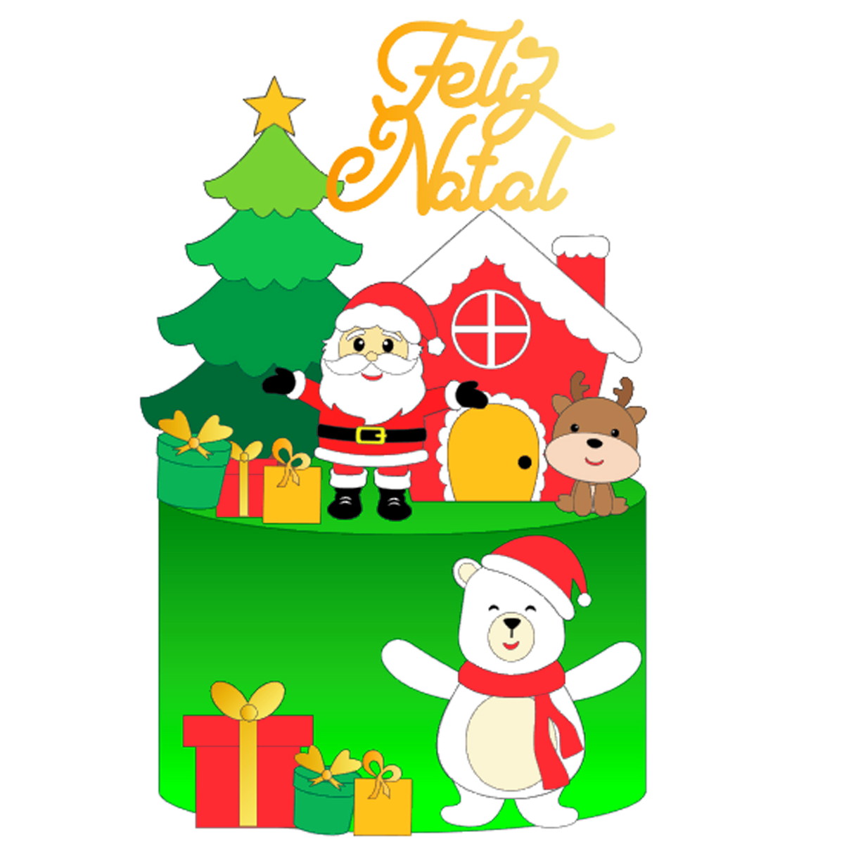 Arquivo Corte: Topo de Bolo Feliz Natal Papai Noel 114