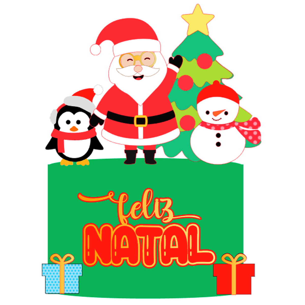 Arquivo Corte: Topo de Bolo Feliz Natal Papai Noel 124