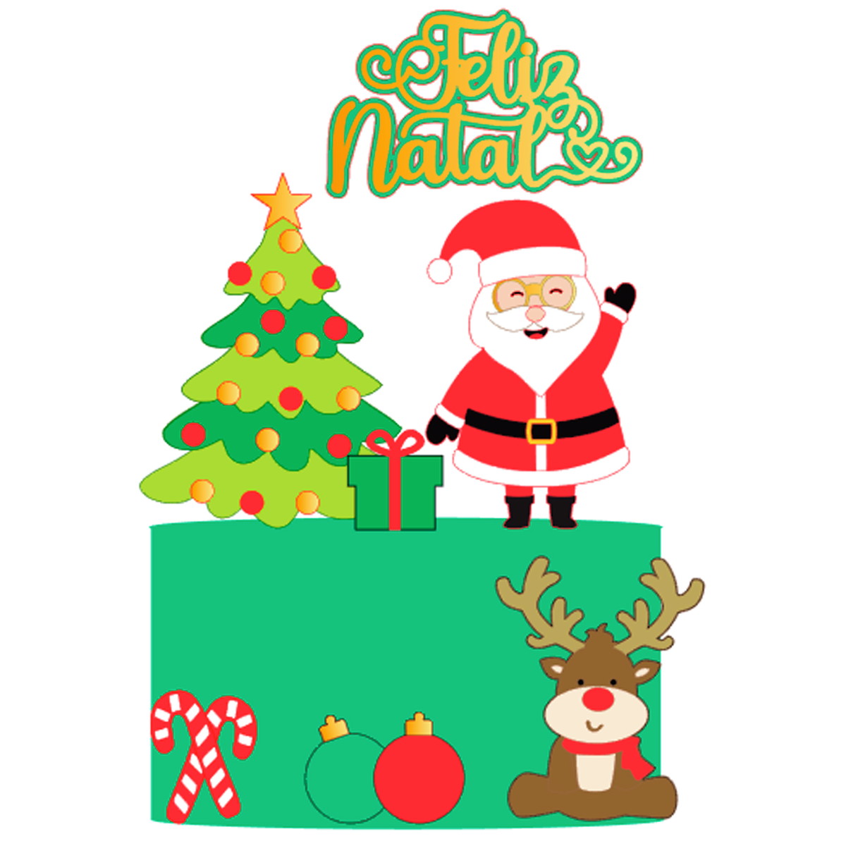 Arquivo Corte: Topo de Bolo Feliz Natal Papai Noel 125