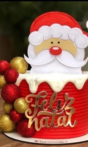 Arquivo Corte: Topo de Bolo Feliz Natal Papai Noel 128