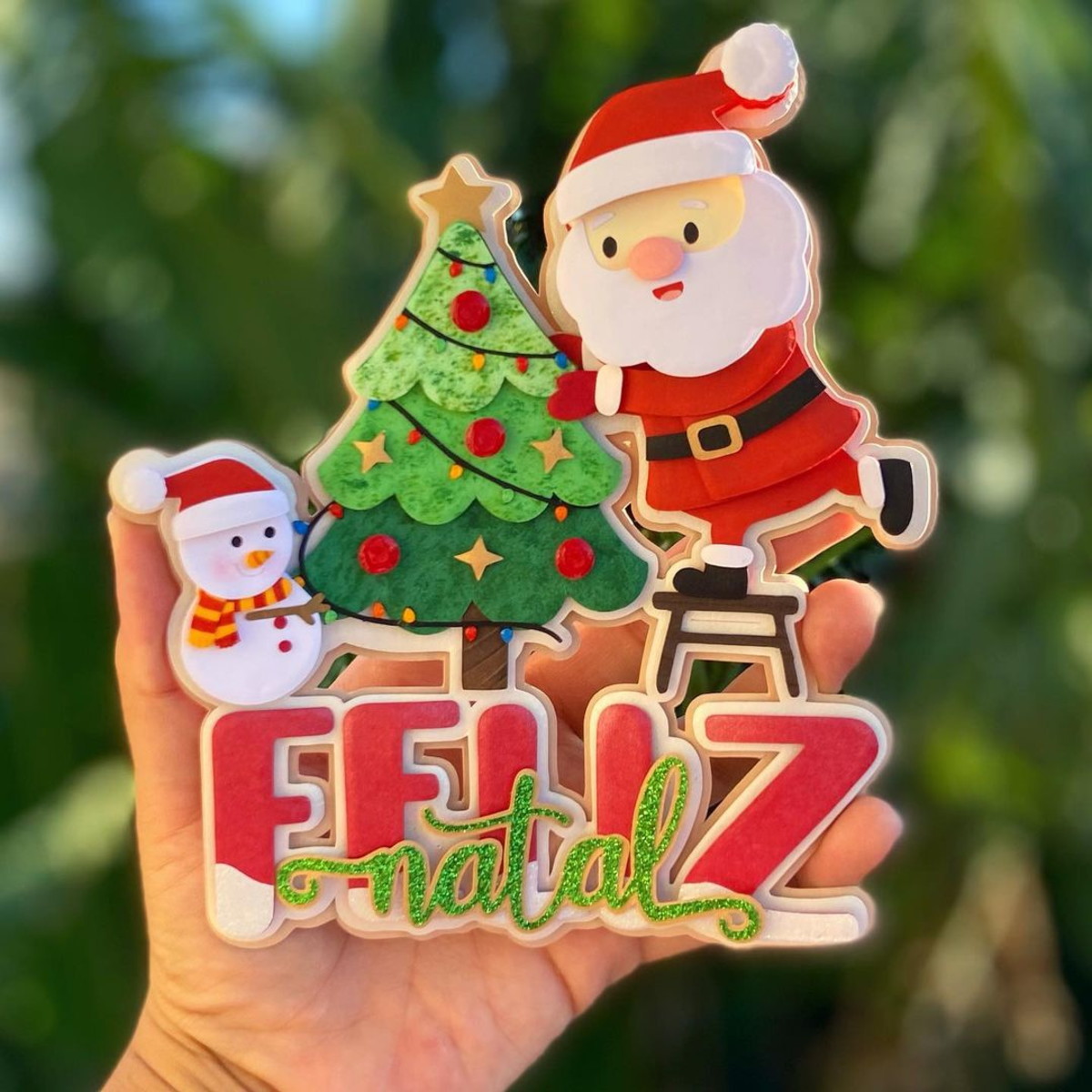 Arquivo Corte: Topo de Bolo Feliz Natal Papai Noel 185