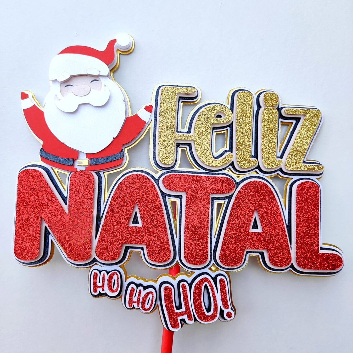 Arquivo Corte: Topo de Bolo Feliz Natal Papai Noel Hoho 025