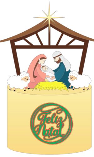 Arquivo Corte: Topo de Bolo Feliz Natal Presépio 115