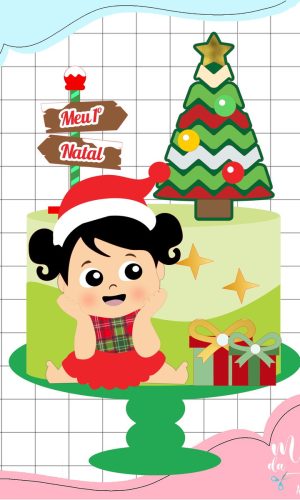 Arquivo Corte: Topo de Bolo Meu Primeiro Natal Menina 146