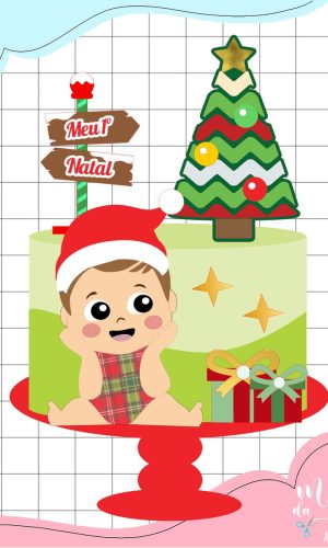 Arquivo Corte: Topo de Bolo Meu Primeiro Natal Menino 145