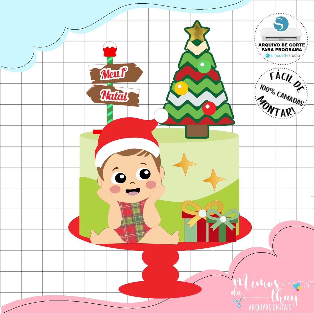 Arquivo Corte: Topo de Bolo Meu Primeiro Natal Menino 145