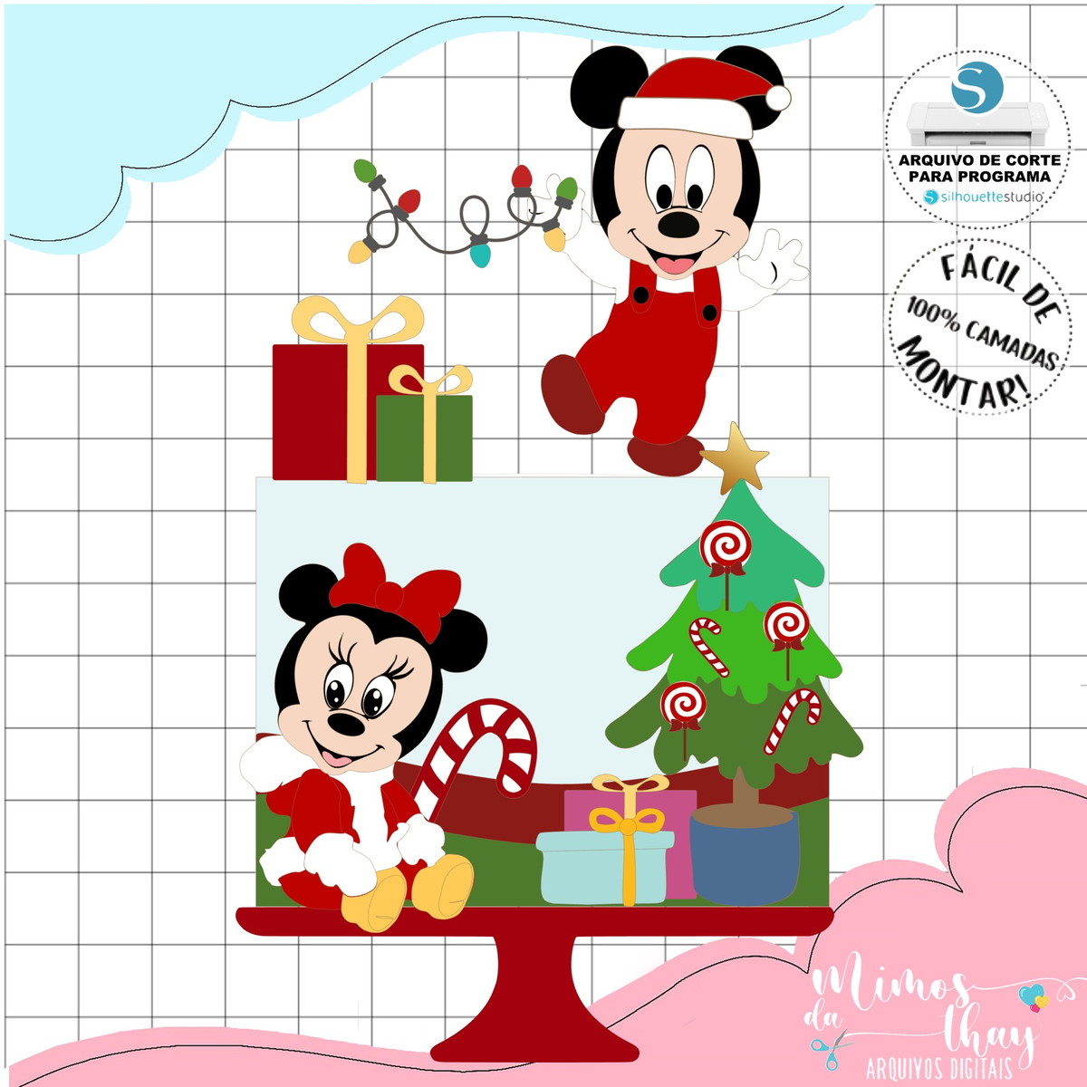 Arquivo Corte Topo de Bolo Mickey e Minnie Baby Natal 203