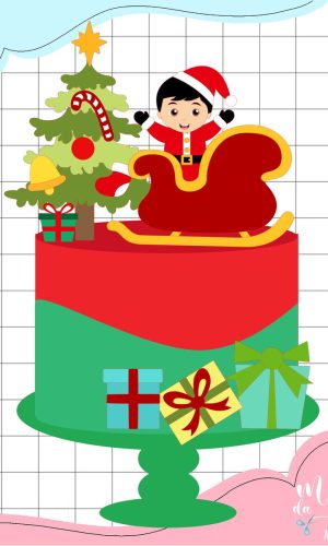 Arquivo Corte: Topo de Bolo Natal Baby no Trenó 178