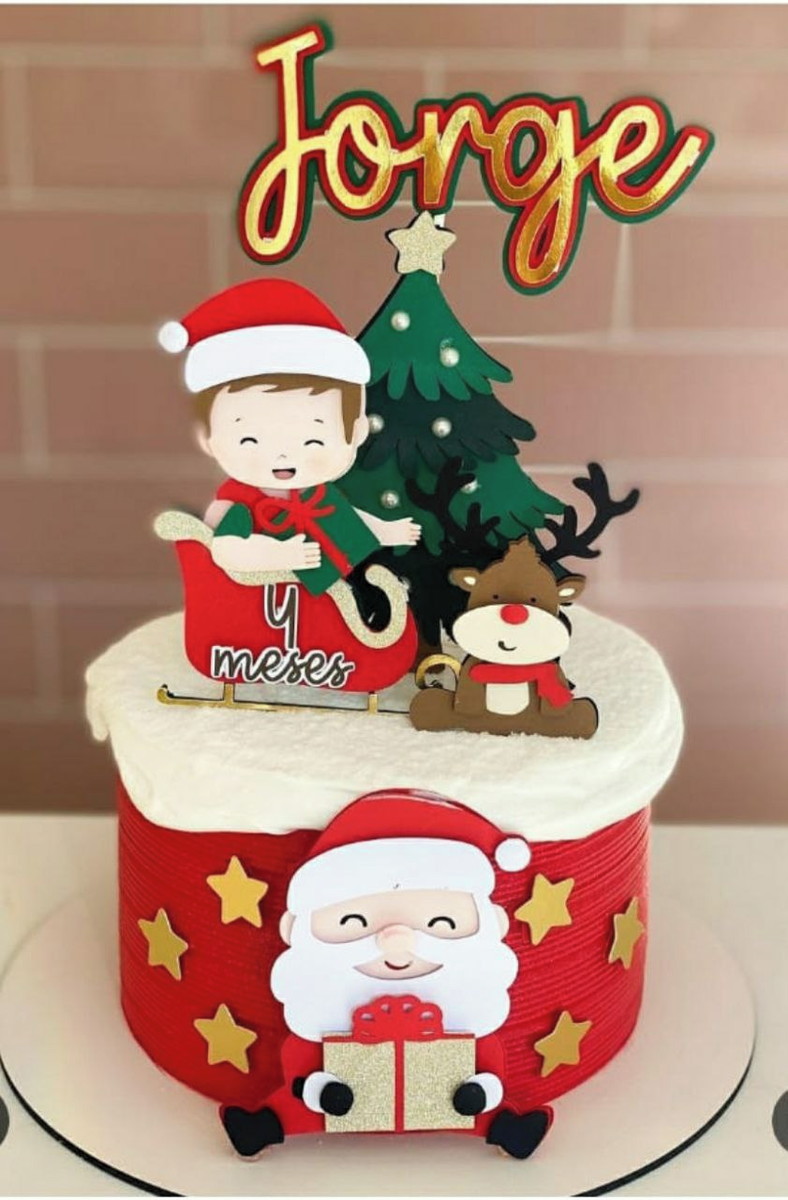 Arquivo Corte : Topo de Bolo Natal Bebê no Trenó 195
