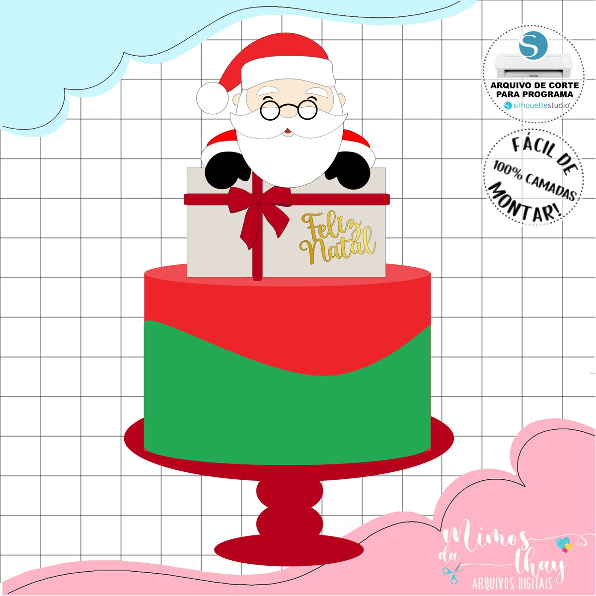 Arquivo Corte: Topo de Bolo Natal Carta para Papai Noel 155