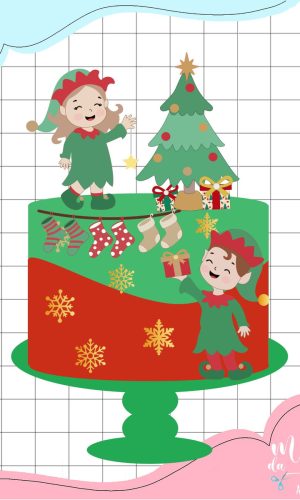 Arquivo Corte: Topo de Bolo Natal Duendes 168