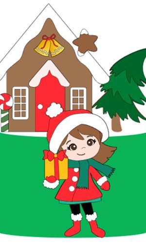 Arquivo Corte: Topo de Bolo Natal Menina com Presentes 106