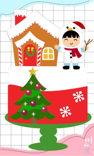 Arquivo Corte: Topo de Bolo Natal Menino Boneco de Neve 175