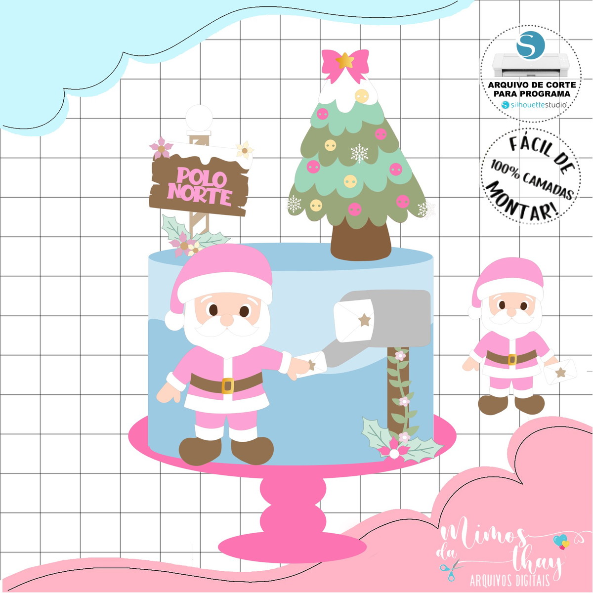 Arquivo Corte: Topo de Bolo Natal Papai Noel Candy 171
