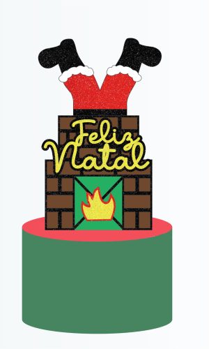 Arquivo Corte Topo de Bolo Natal Papai Noel Chaminé 023