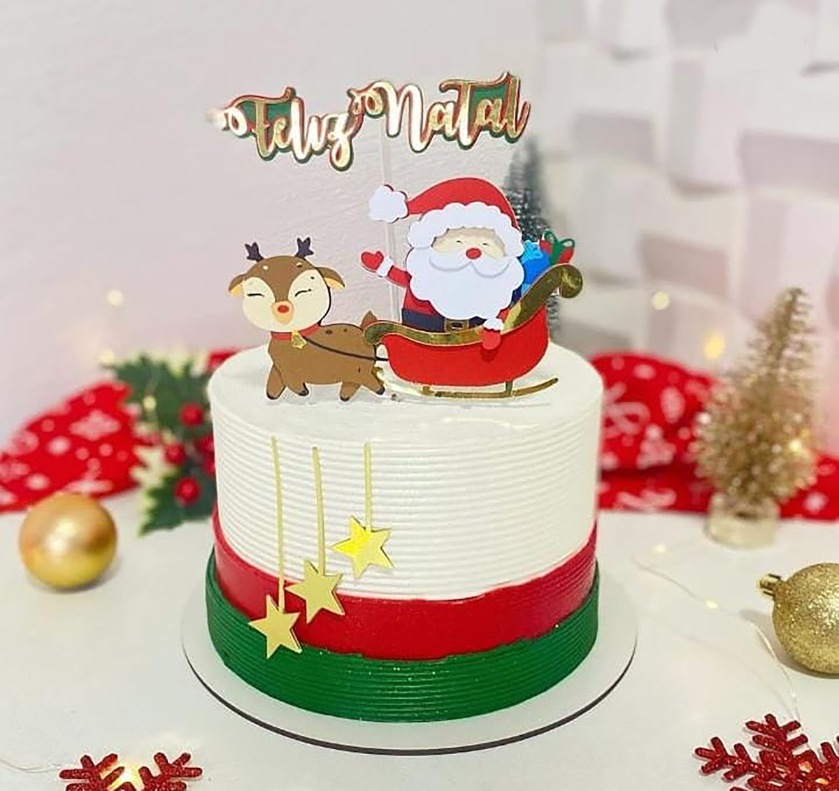 Arquivo Corte: Topo de Bolo Natal Papai Noel e Rena 107