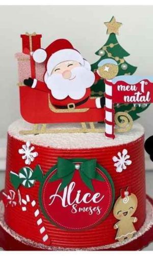 Arquivo Corte Topo de Bolo Natal Papai Noel e Trenó 147