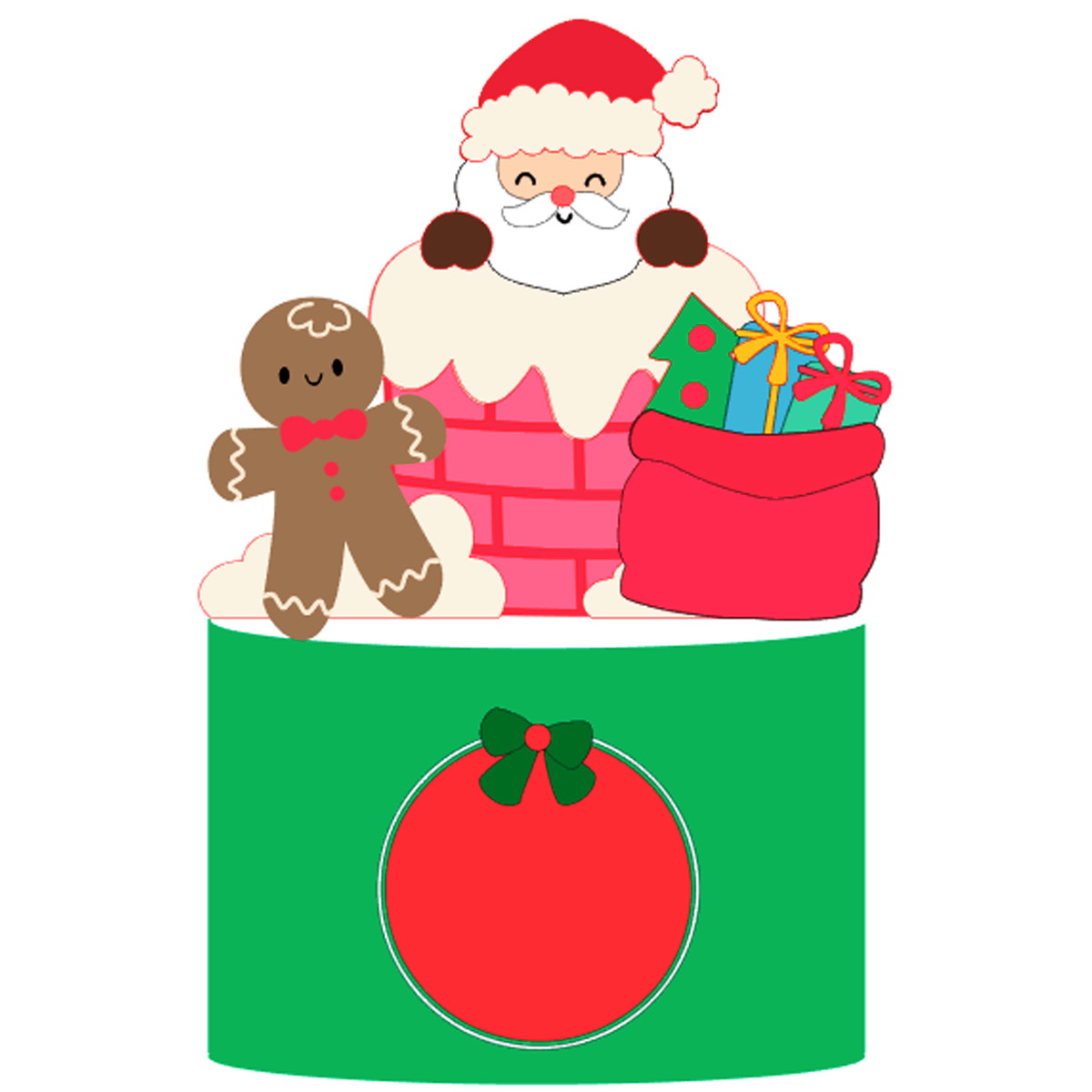 Arquivo Corte: Topo de Bolo Natal Papai Noel na Chaminé 105