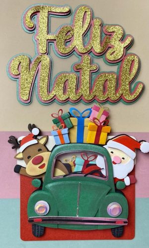 Arquivo Corte: Topo de Bolo Natal Papai Noel no Fusca 181