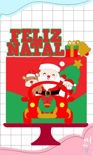 Arquivo Corte: Topo de Bolo Natal Papai Noel no Fusca 198