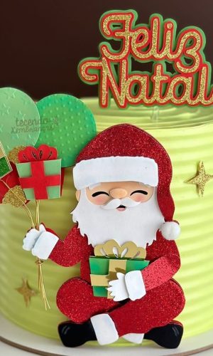 Arquivo Corte Topo de Bolo Natal Papai Noel Sentado 212