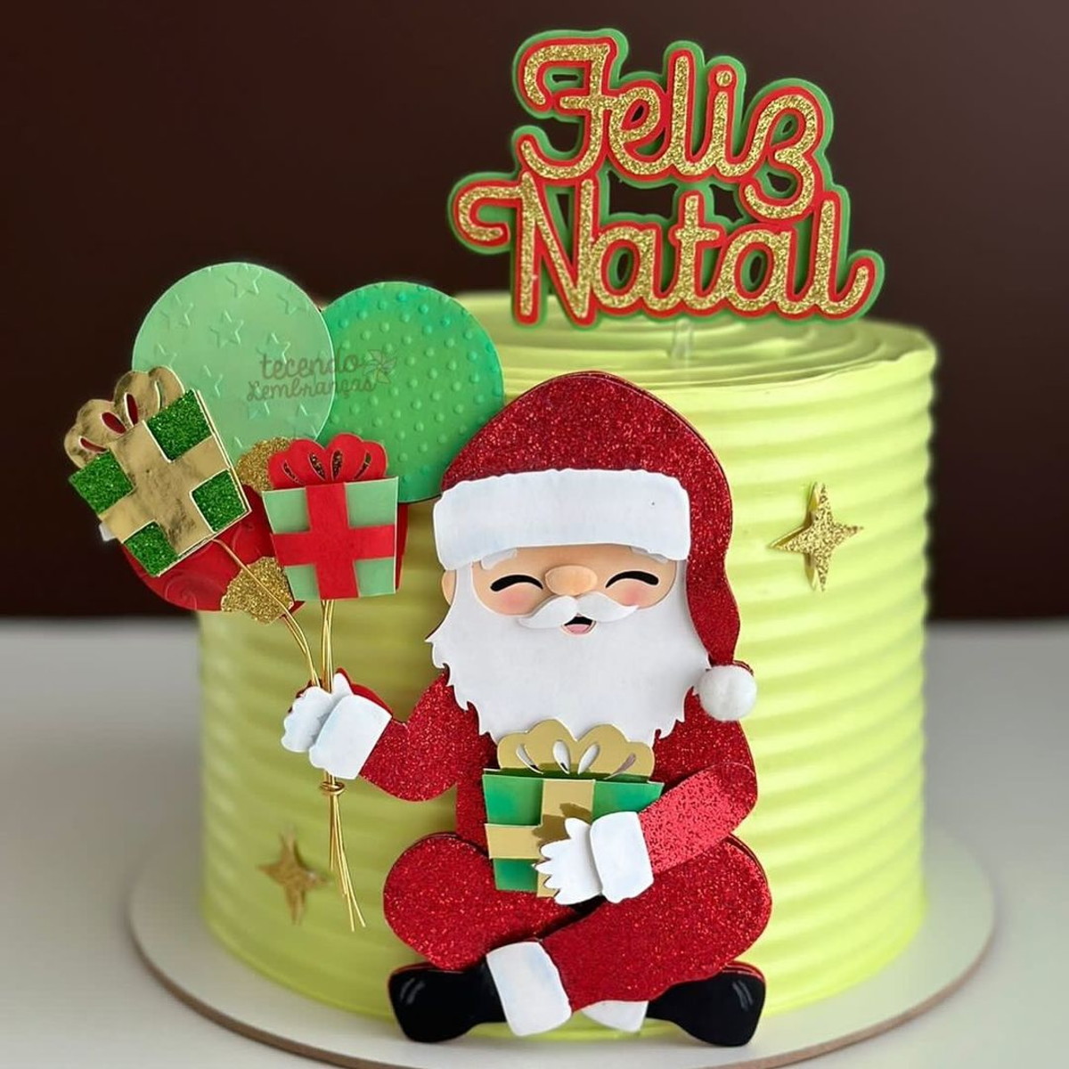 Arquivo Corte Topo de Bolo Natal Papai Noel Sentado 212