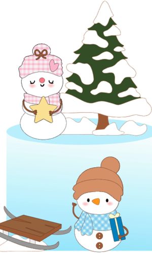 Arquivo Corte: Topo de Bolo Natal Pinguins na Neve 085