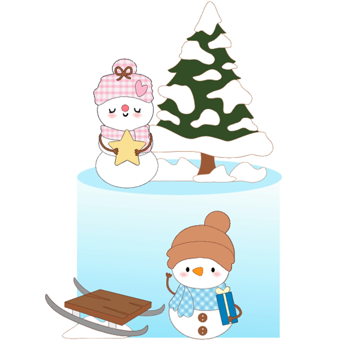 Arquivo Corte: Topo de Bolo Natal Pinguins na Neve 085