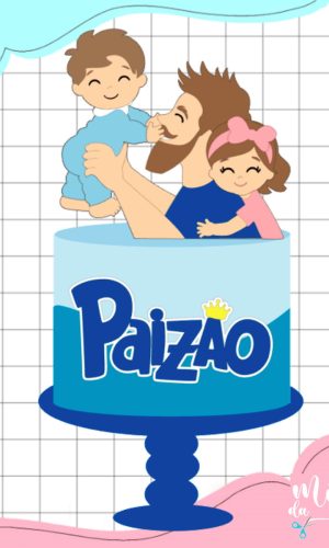 Arquivo Corte Topo de Bolo Pai e Filhos Dia Dia dos Pais 070