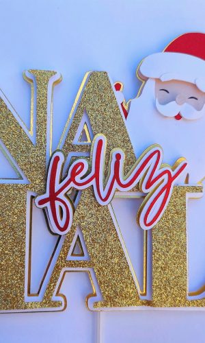 Arquivo Corte: Topo de Bolo Papai Noel Feliz Natal 135