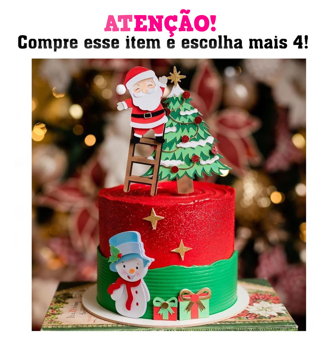 Arquivo Corte Topo De Bolo Papai Noel Na Escada 011