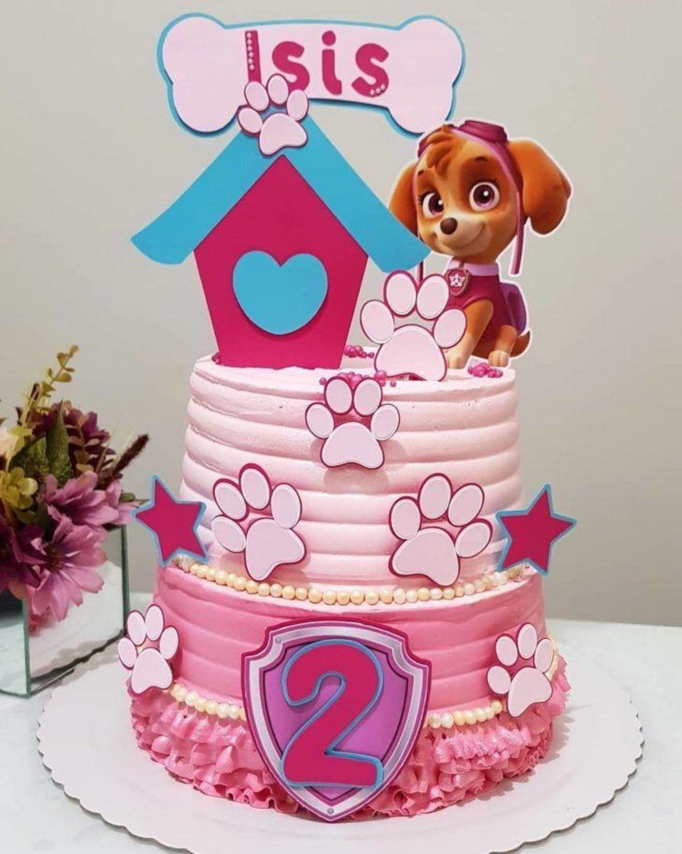 Arquivo Corte Topo de Bolo Patrulha Canina Rosa Skye #17070