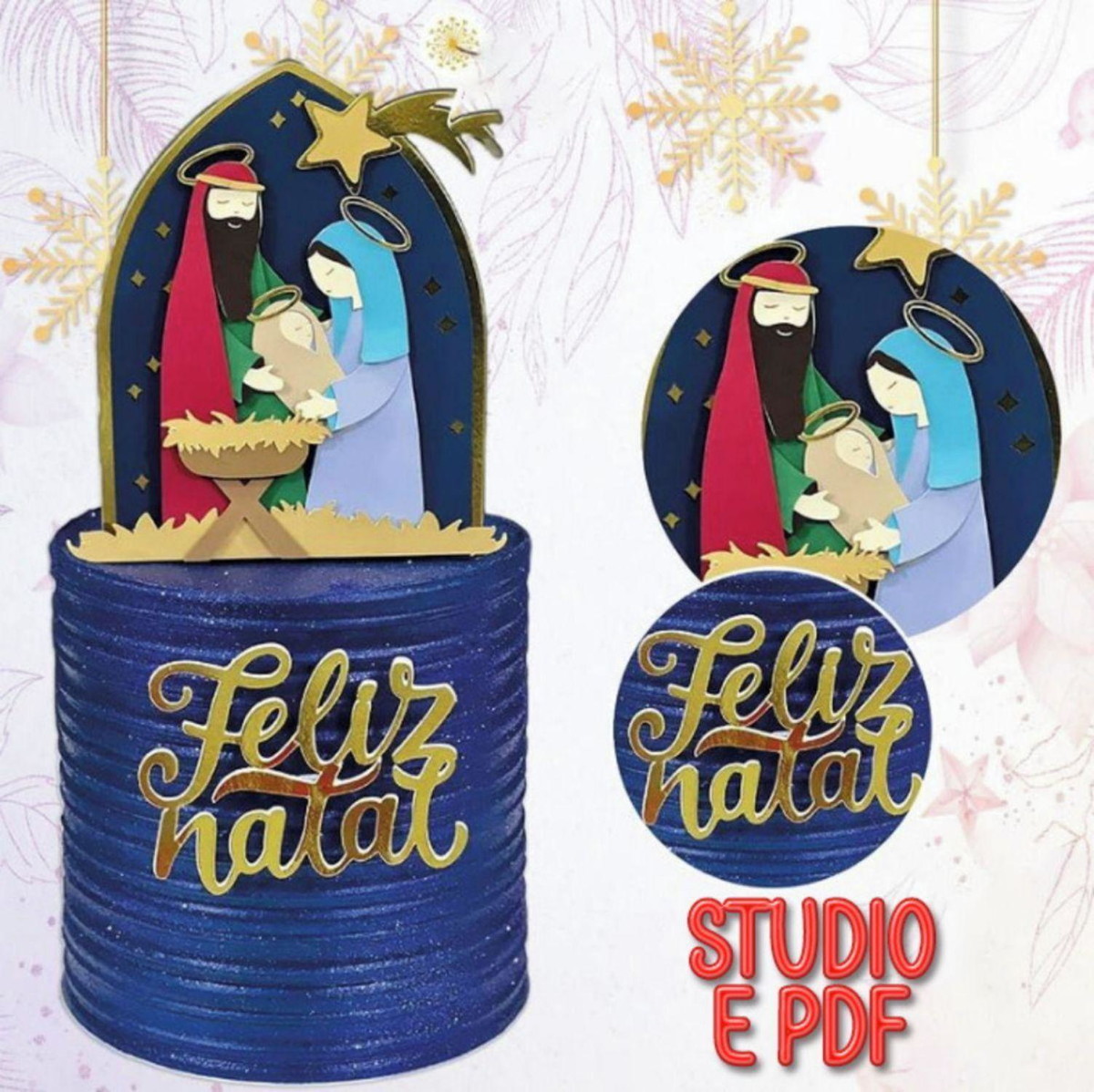 Arquivo Corte Topo de Bolo Presépio Natal Studio e pdf