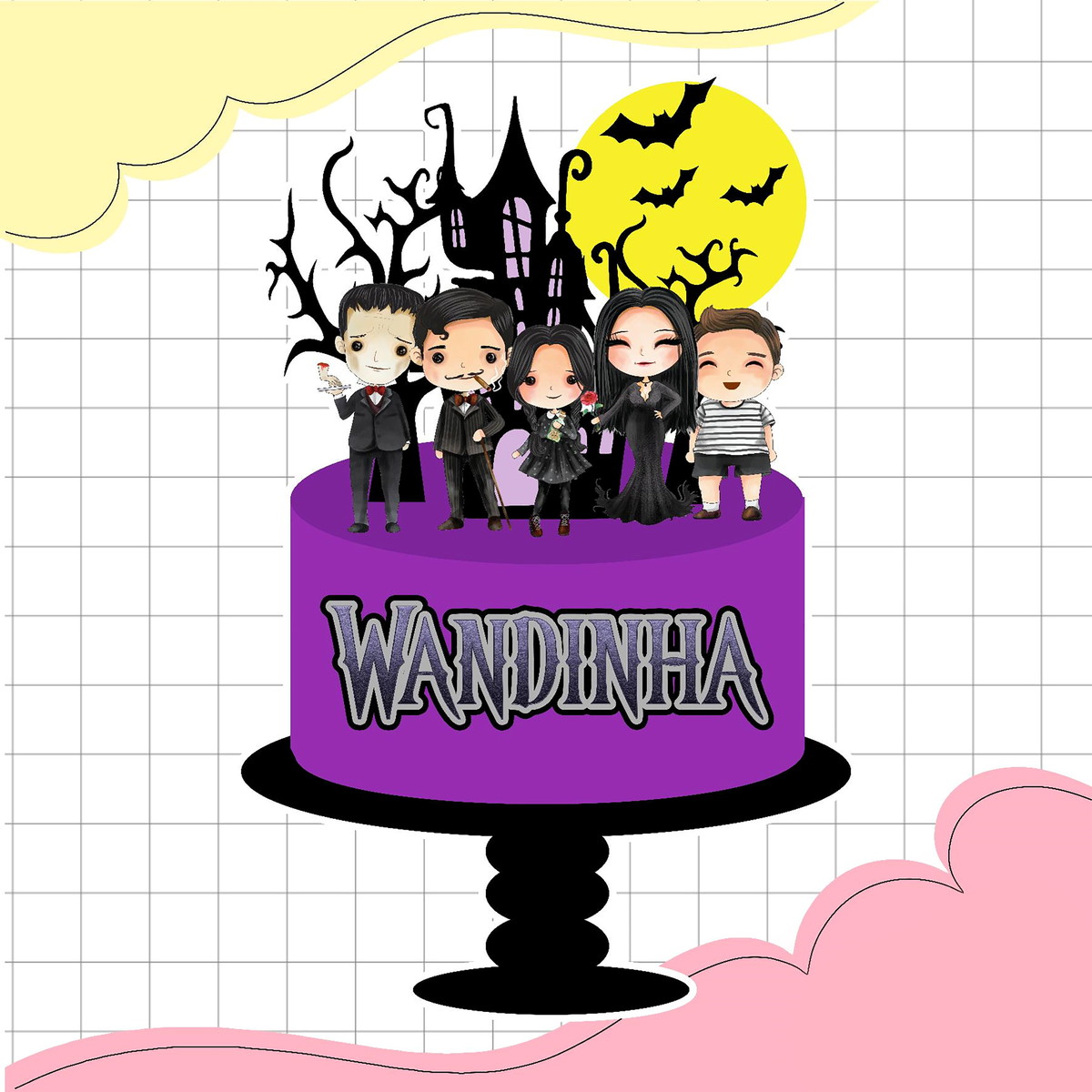 Arquivo Corte Topo de Bolo Wandinha Familia Addams 009