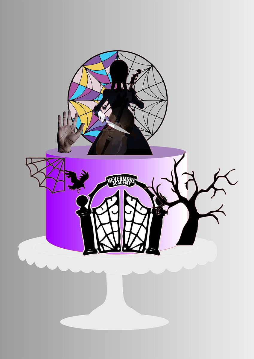 Arquivo Corte Topo de Bolo Wandinha Familia Addams 013