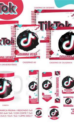 Arquivo de Corte: 43 - Kit Escolar Etiquetas Tik Tok