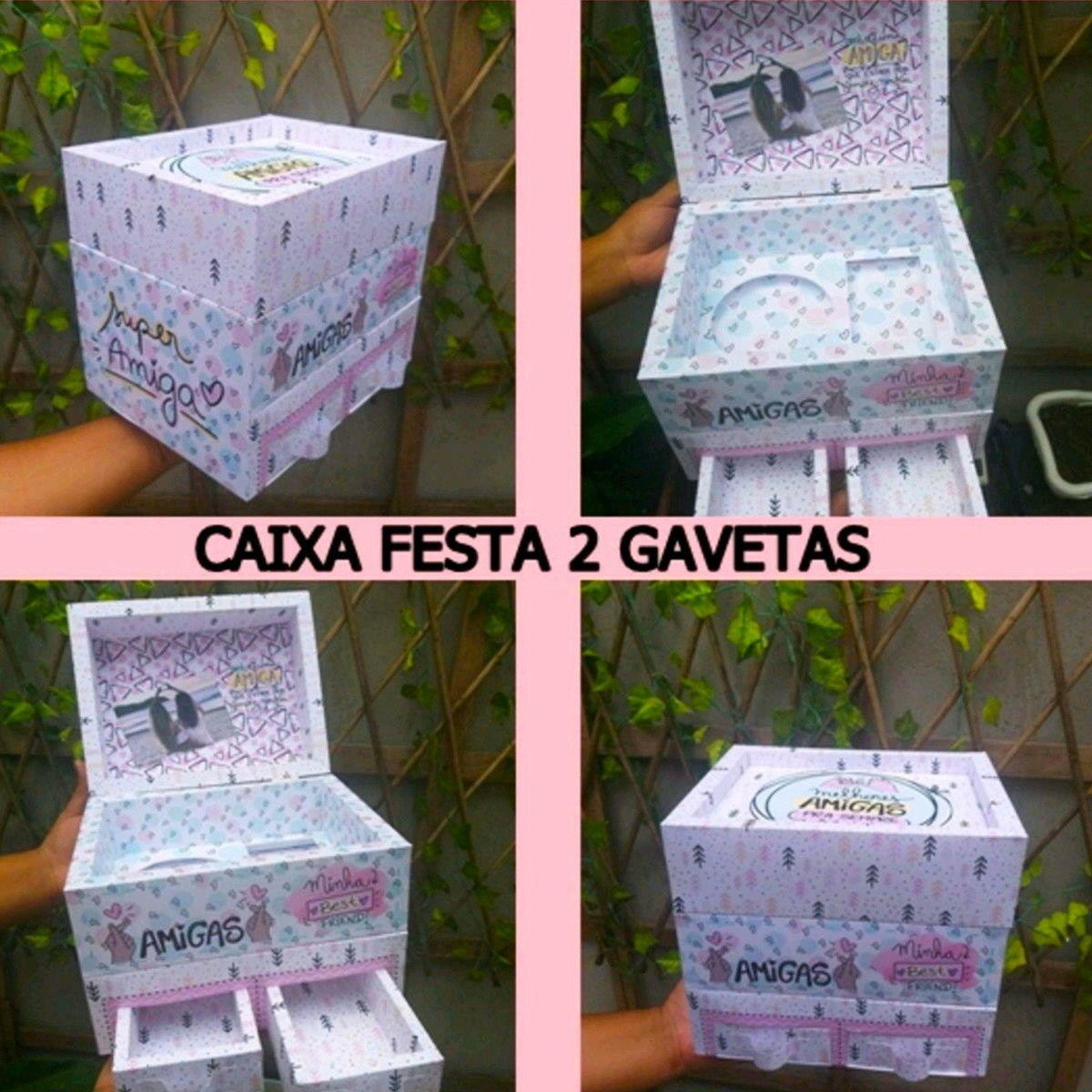 Arquivo de Corte Caixa 2 Gavetas Amizade (#573) pdf e Studio - Imagem 2