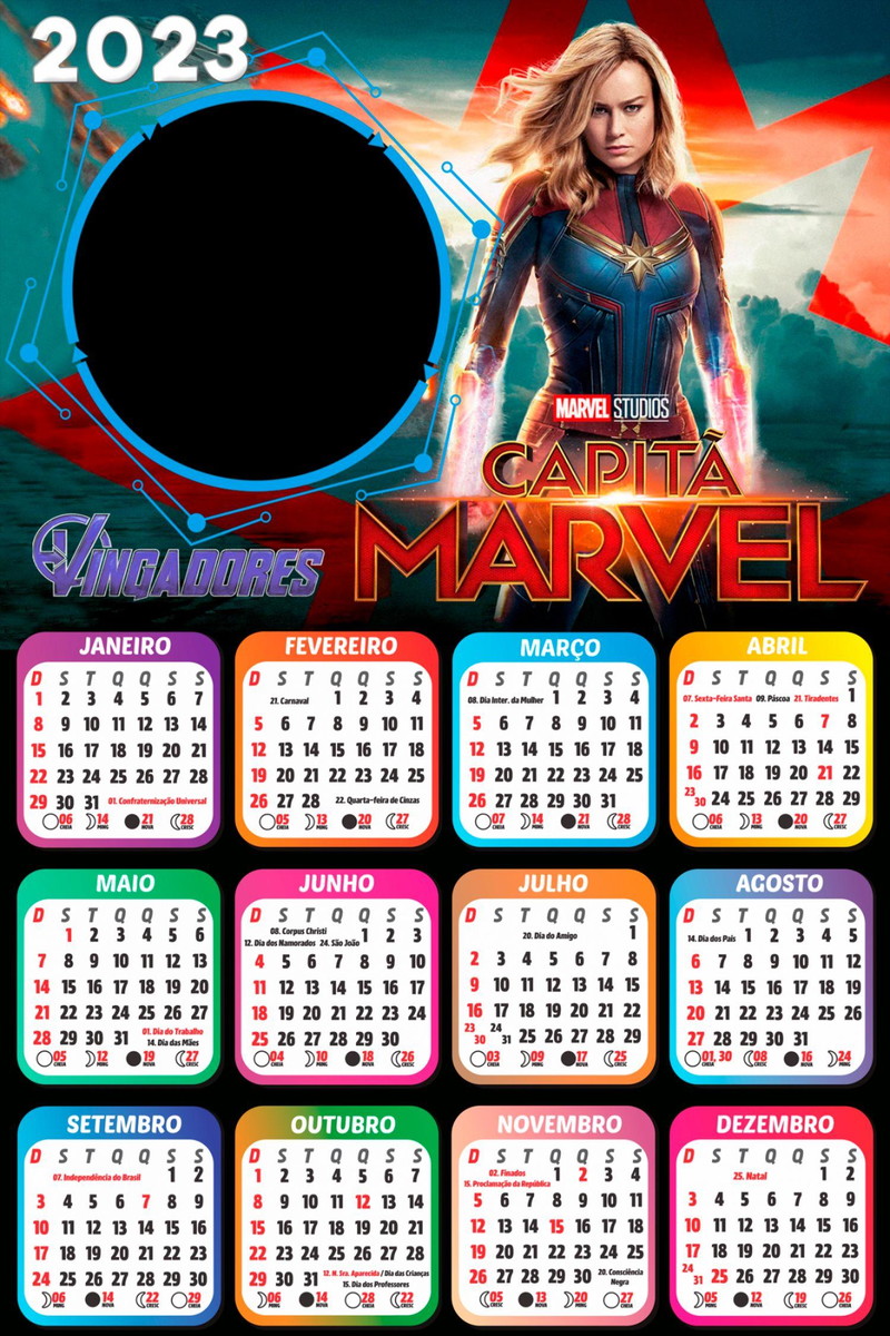 Arquivo de Corte Calendário Capitã Marvel 2023 #15620