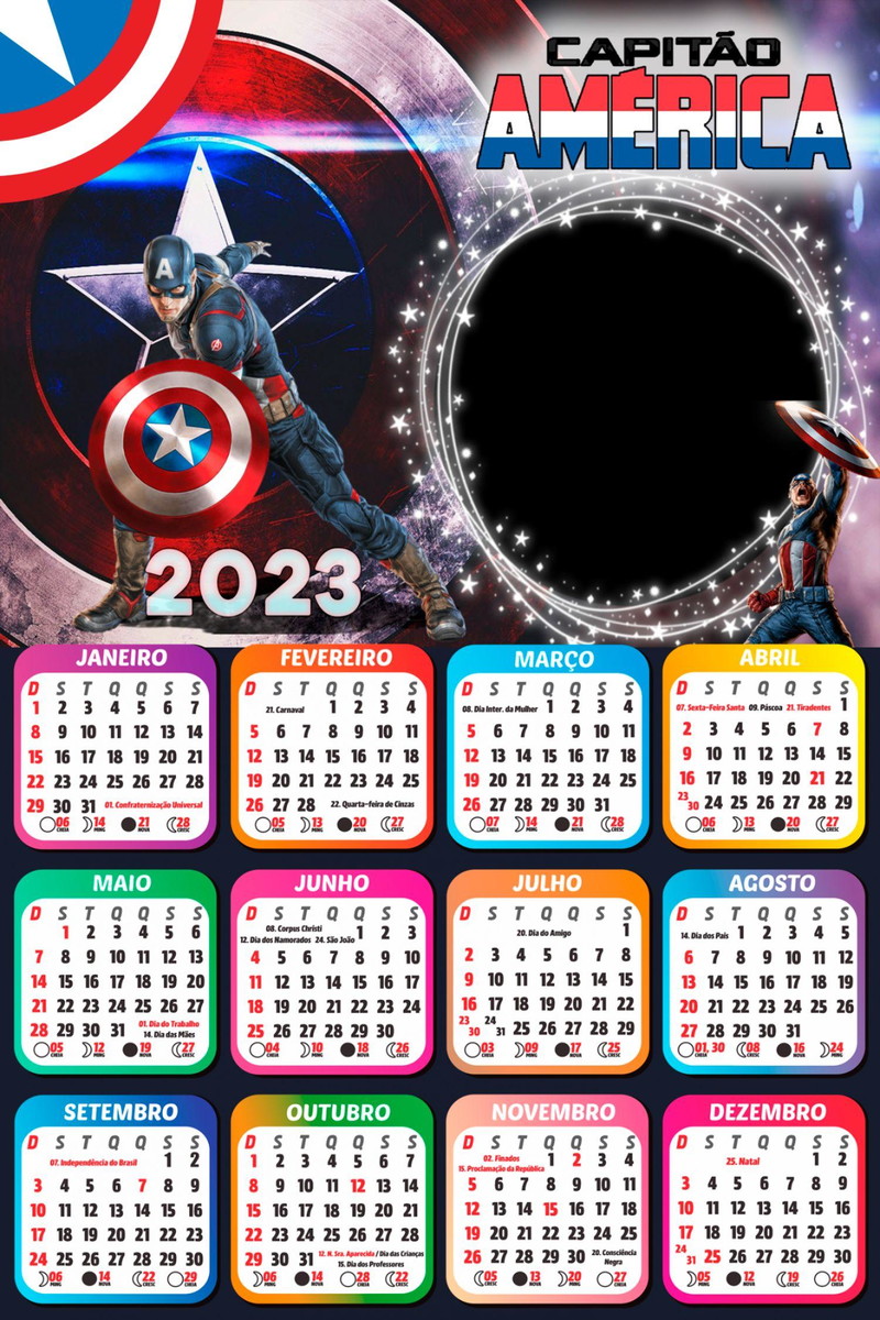 Arquivo de Corte Calendário Capitão América 2023 #15621
